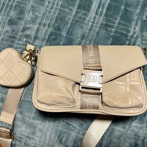 Steve Madden Beige Crossbody Bag with Heart Pouch